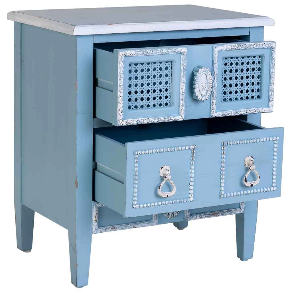 Comodino in legno laccato blu 46x32x52h cm