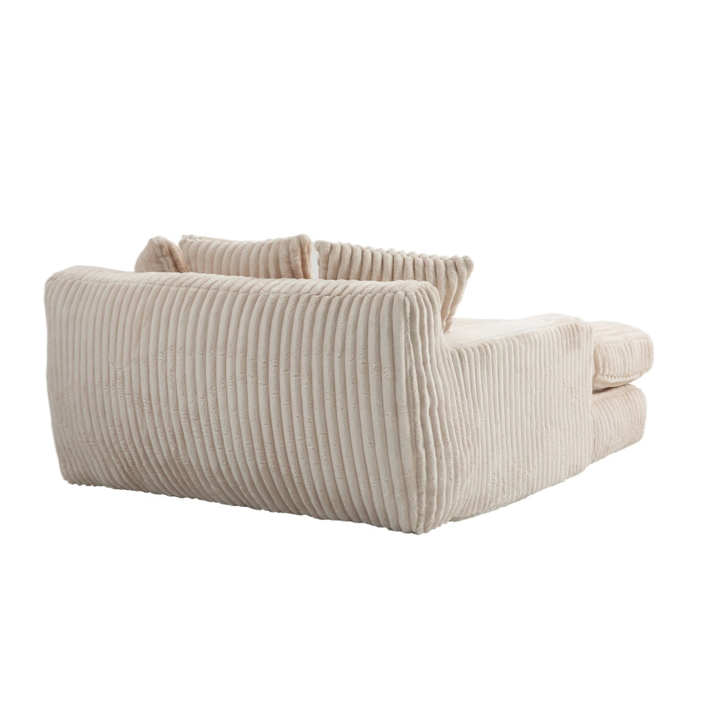 Poltrona chaise longue 125x155x63 cm con 3 cuscini; in cord beige