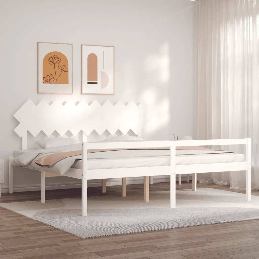 Letto per Anziani con Testiera Bianco 200x200 cm Legno Massellocod mxl 77059