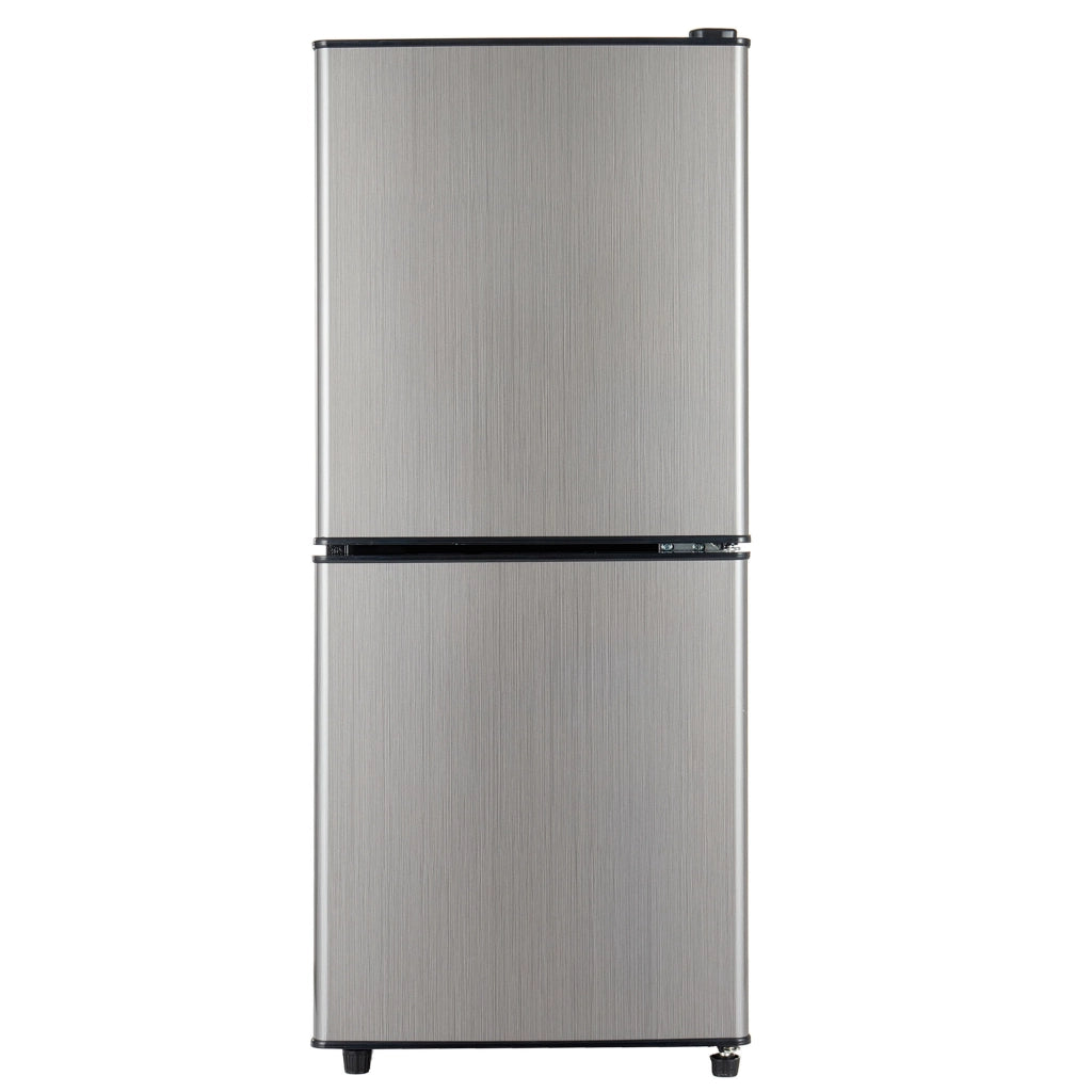 Frigorifero combinato 106 L con freezer 4 stelle; LED e temperatura regolabile; nero e argento