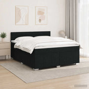 Letto Box Spring LED con Materasso Nero 140 x 190 cm Tessuto 3455593