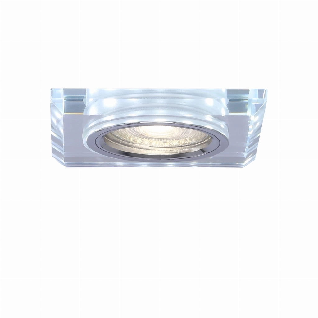 Faretto incasso quadrato vetro cromo GU10+LED Candellux SS-22