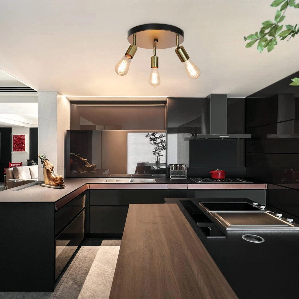 ZMH Faretto da soffitto 3 luci E27 max 25W moderni retrò rotondi girevoli per camera letto corridoio soggiorno
