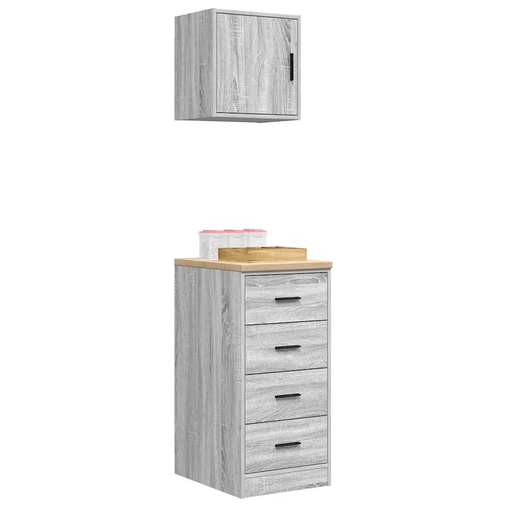 Armadi da Garage 2 pz Grigio Cemento in Legno Multistrato 3328326