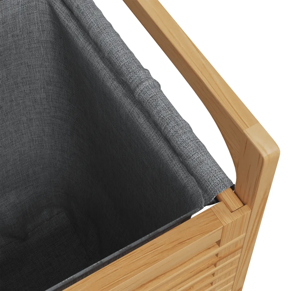 Cesto per il Bucato con Borsa Grigia 32x30x36,5 cm in Bambù 373366