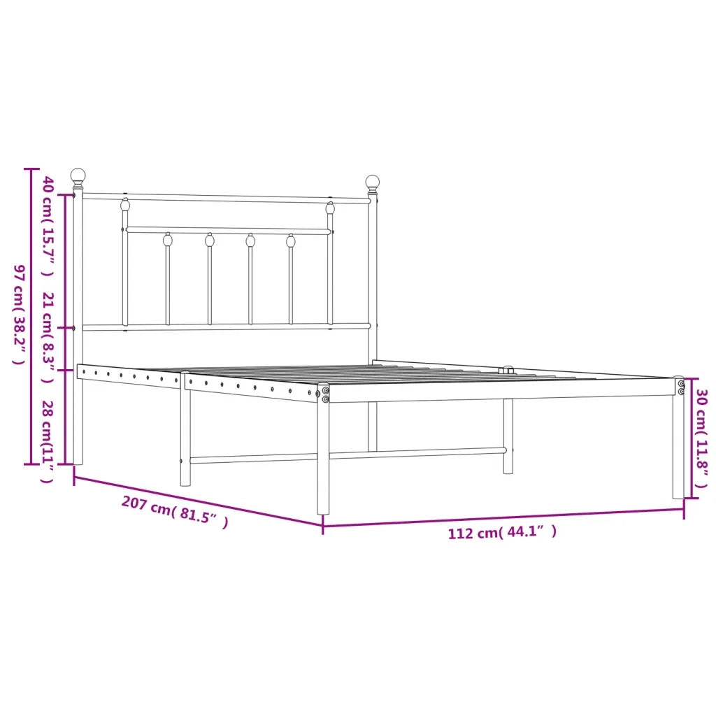 Giroletto con Testiera in Metallo Nero 107x203 cm 353533