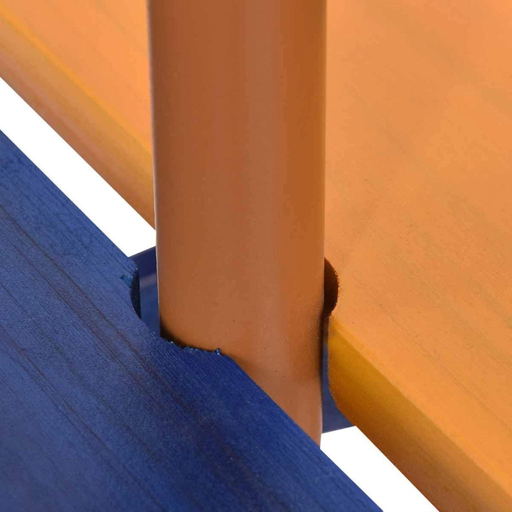 Set di Tavolo Picnic per Bambini in Legno Massiccio con Ombrellone, Set da Giardino per Bambini 1 Tavolo e 2 Panche Colorato per Giardino, Balcone, Campeggio