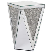 Tavolino Argento Vetro Specchio Fine Comodino Design Glam Soggiorno Camera da letto