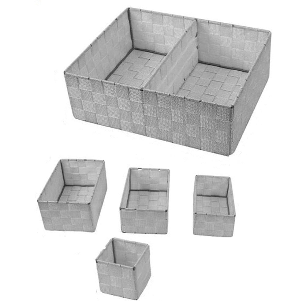 Trade Shop - Scatole In Tessuto Componibili Organizer Per Bagno Armadi Scaffali 79078 Grigio Scuro -