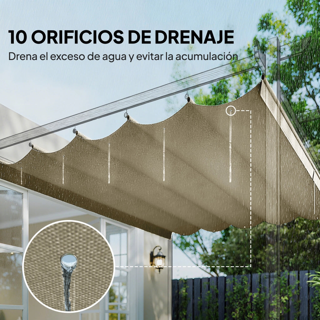 Tenda Retrattile per Pergola ¨C zephmum ¨C Beige 3.5x2.6 m per Struttura 4x3 m