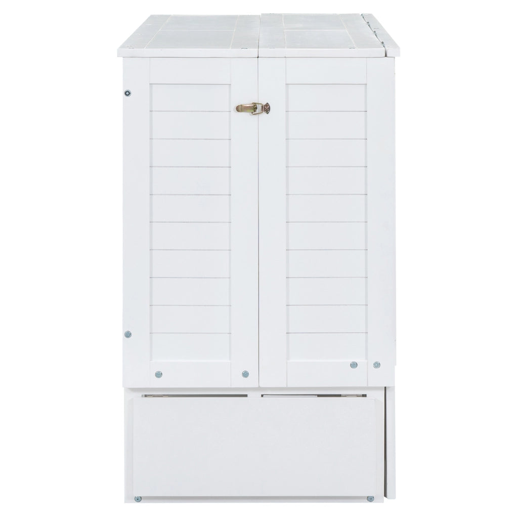 Letto a scomparsa matrimoniale 140x200 cm con cassetto e mensole; bianco