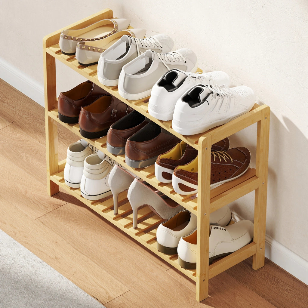 Scarpiera in Bamb¨´ 3 Ripiani per 9 Pares ¨C zephmum ¨C Naturale 70x26x57,5 cm
