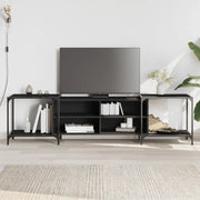 Mobile Porta TV-Mobile per TV-Credenza TV Nero 203x37x50 cm in Legno Multistrato