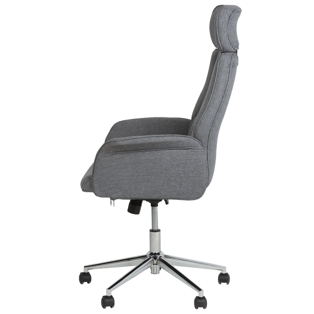 Sedia da Ufficio Girevole in Tessuto Grigio Regolabile in Altezza con Braccioli Svasati Ruote Moderne
