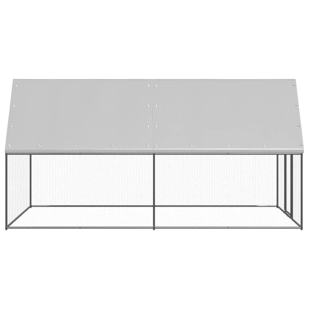 Pollaio recinto per polli da esterno 2 x 4 x 2 m acciaio zincato argento 02_0043993