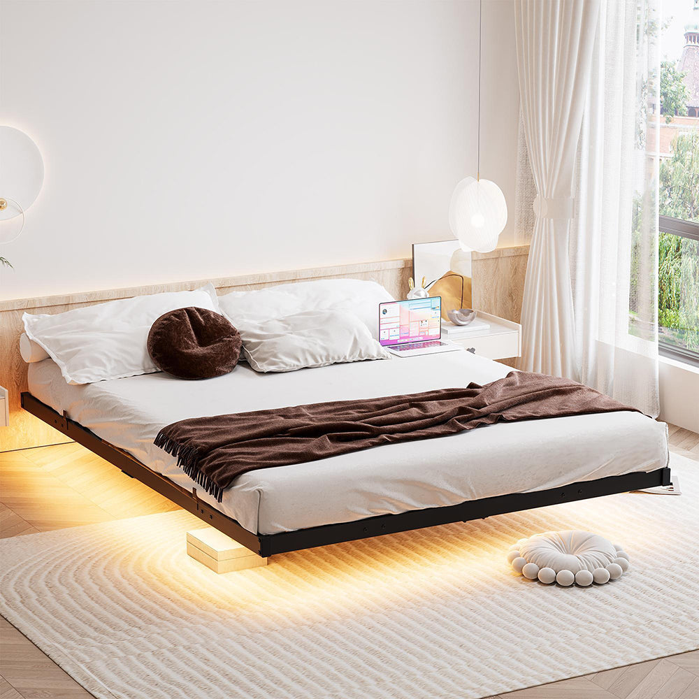 Letto sospeso 140x190cm - Xylo - LED USB metallo facile montaggio