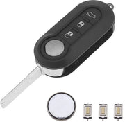 Kit di riparazione per chiave - Nero - 3 tasti - Adatto per Fiat 500 Ducato Doblo Punto - Coltello non affilato
