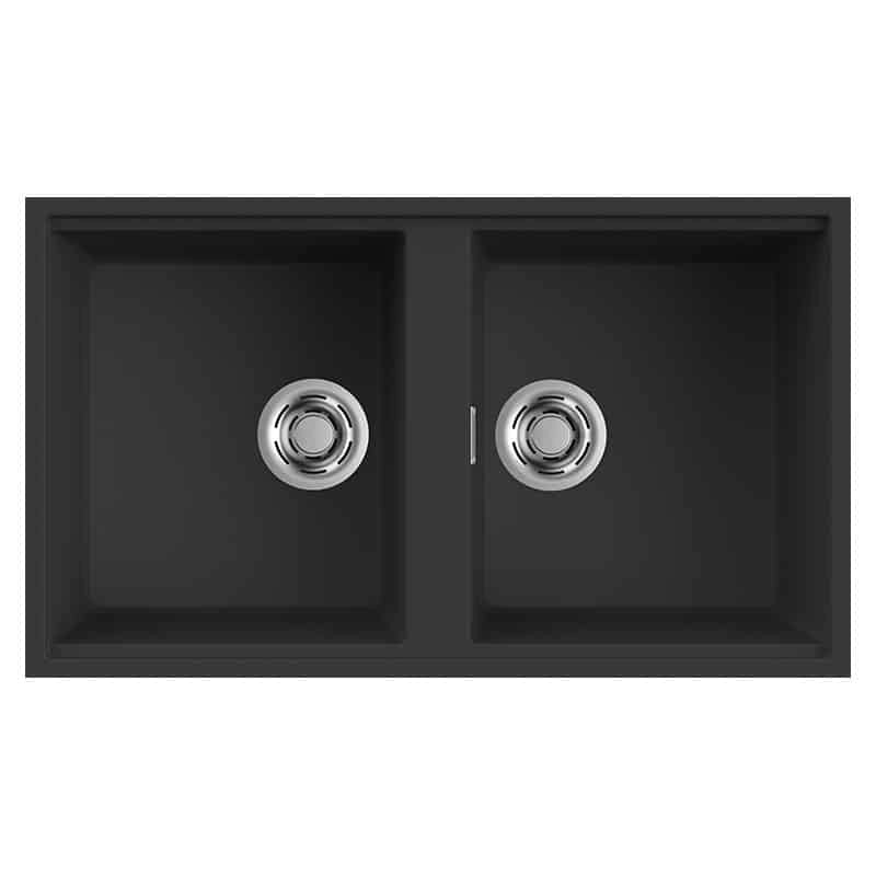 Lavello Elleci Incasso 2 vasche 83,6x48,8 Best 450 Sottotop Granitek Nero LGB45040BSO