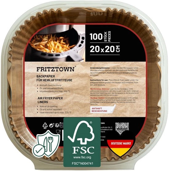 Papel per air fryer - 100 pezzi, 20x20 cm quadrato