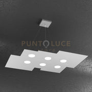 PLATE SOSPENSIONE 6+2 LUCI BIEMISSIONE GRIGIO 1129-S6 R+2-GR