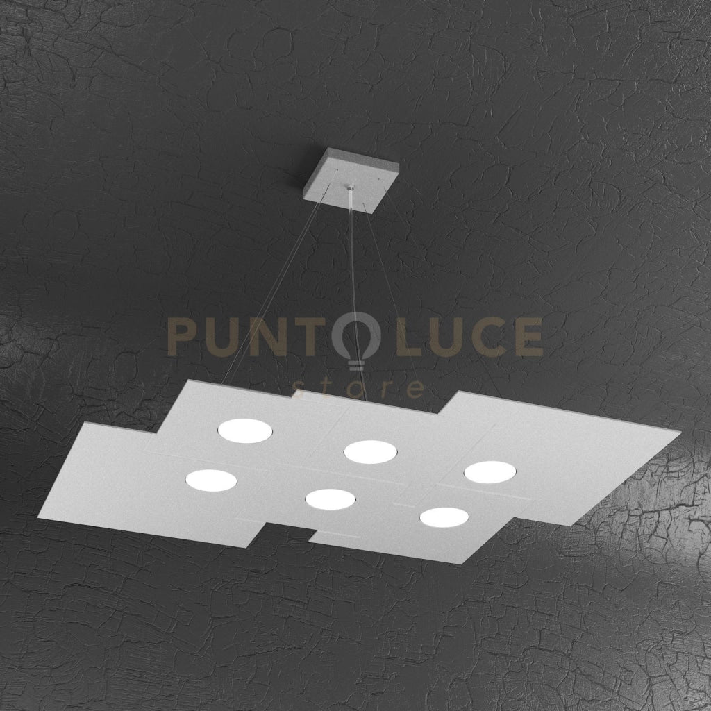 PLATE SOSPENSIONE 6+2 LUCI BIEMISSIONE GRIGIO 1129-S6 R+2-GR