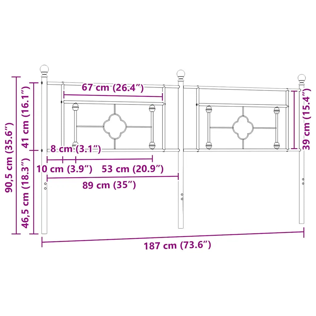 Testiera in Metallo-Testiera in Ferro-Testata Bianco 180 cm 759098