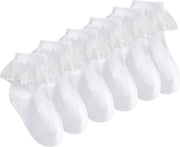 3 paia di calze con ruchè per bambina - calze da ballo per bambina - bianco Una taglia.