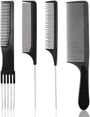 Set di pettini per capelli professionale da 4 - Pettini antiscivolo - Strumento per lo stile capellino duraturo - Leggero - Resistente agli urti - Pettine per capelli