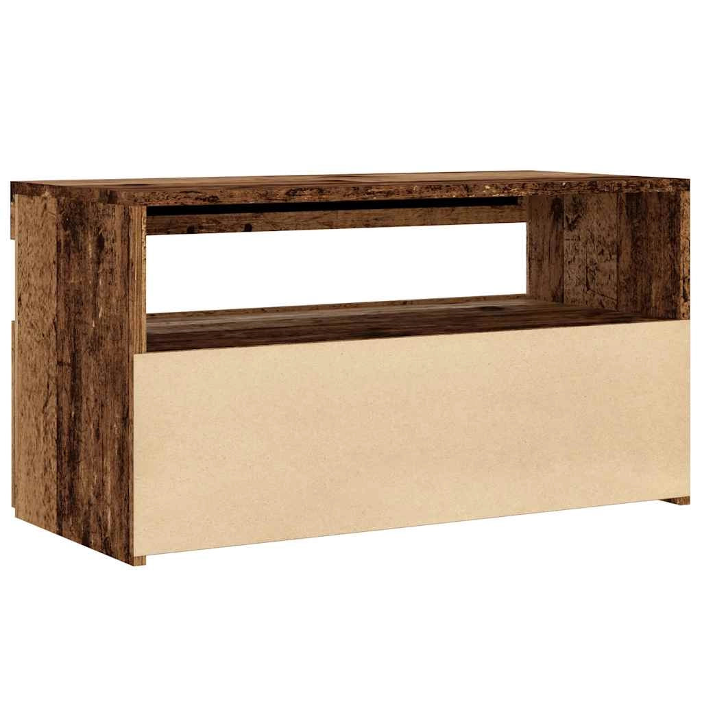 Mobile TV multimediale scaffale TV credenza mobile TV sala da pranzo soggiorno camera da letto con luci LED 2 pezzi legno vecchio legno ingegnerizzato marrone 02_0028887