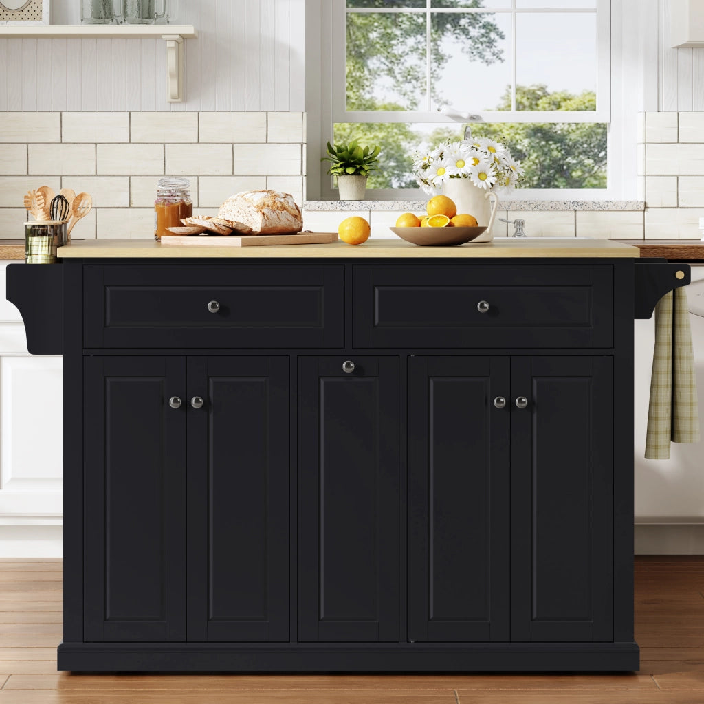 ISOLA DA CUCINA Pieghevole 121x69x89 cm MDF Naturale/Nero