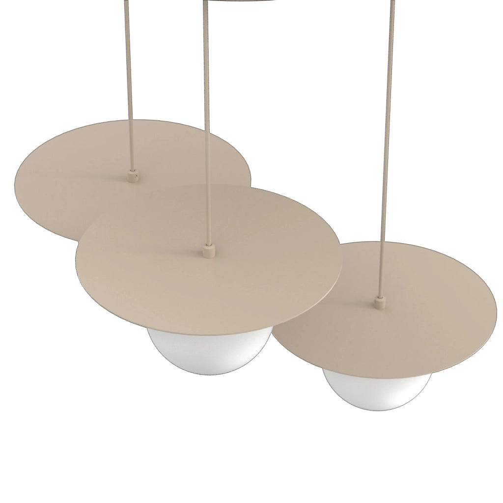 Lampada sospesa Flat 3xE27 beige sfere bianche Luminex