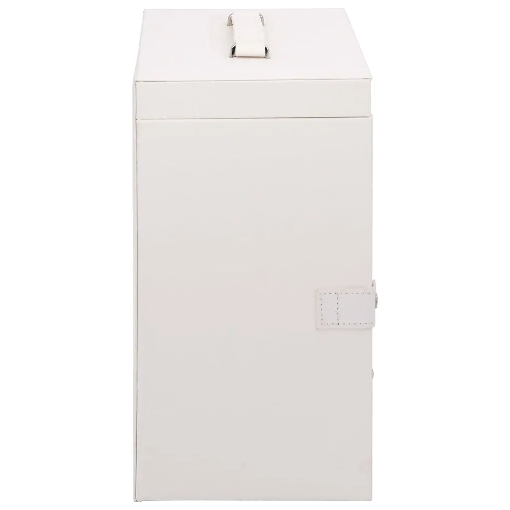 Portagioie a 5 Strati con Specchio Chiudibile a Chiave-Portagioie Specchiato Bianco