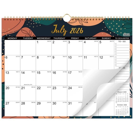 Calendario da parete 2026 - 12 mesi - 37,6 x 29,2 cm - Grandi blocchi rigidi - Ideale per la pianificazione e l'organizzazione
