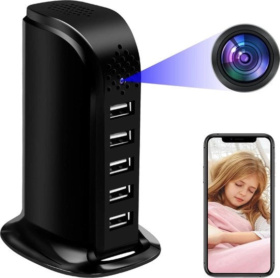 Camera di Sorveglianza 1080p HD Wi-Fi 5G & 24G Camera Mini Nascosta a Batteria USB con Sensore di Movimento - per uso domestico e esterno