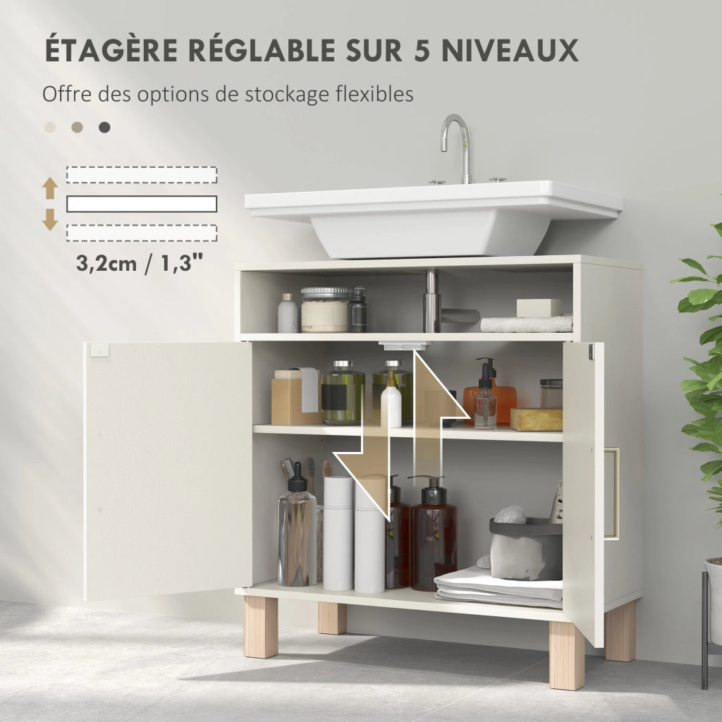 Mobile Sottolavabo Bagno ¨C zephmum ¨C Armadietto 2 Ante con Ripiano Regolabile 60x30x63 Bianco