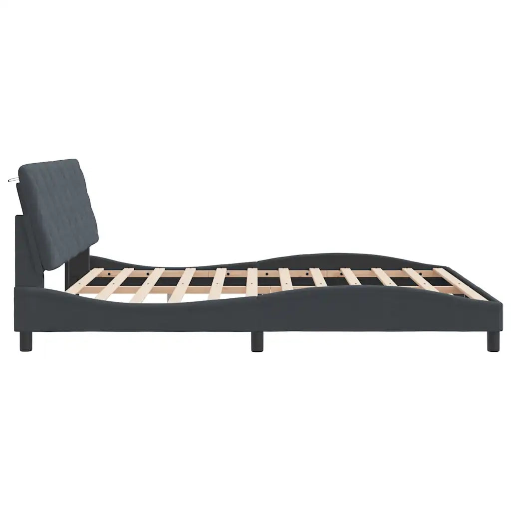 Giroletto senza Materasso Grigio Scuro 180x200 cm Velluto