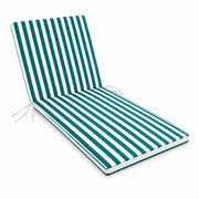 Cuscino per lettino da esterno 190x60 cm a righe con schienale reclinabile e laccetti in poliestere – Verde/Bianco