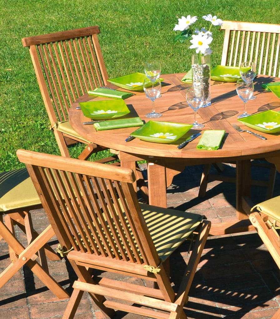 Tavolo Tondo Allungabile da Giardino Ø120 cm in Legno Teak Vorghini Capraia