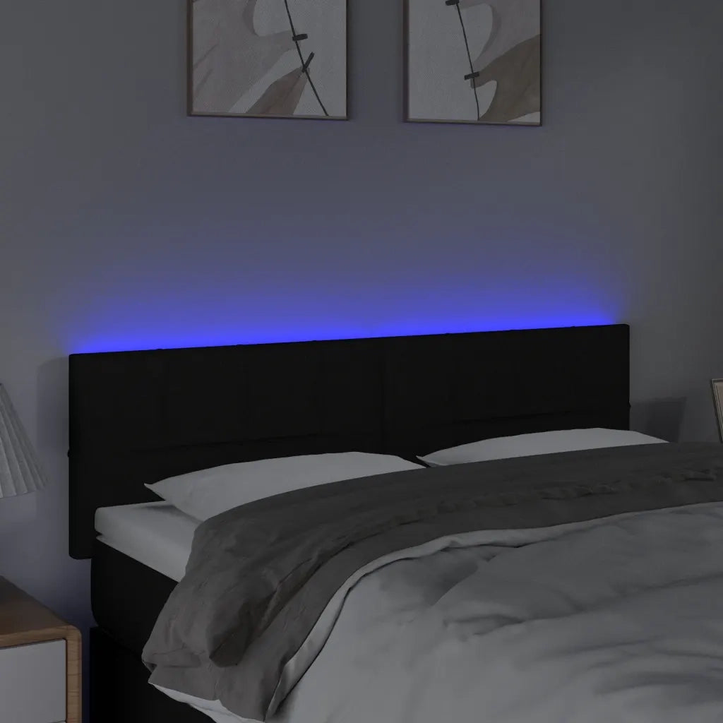 Testiera a LED-Testata con LED Nera 144x5x78/88 cm in Tessuto 620239