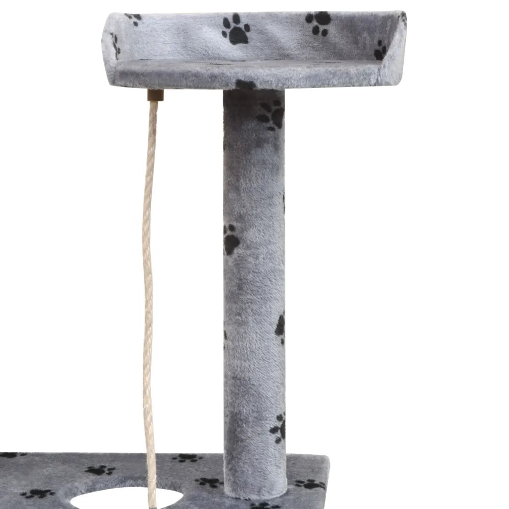 Albero per Gatti Tiragraffi Sisal 150 cm Zampe Stampate Grigio 170486