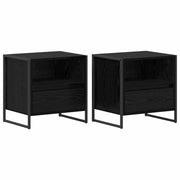Set di 2 Comodini | Armadio da Notte | Mobiletto da notte Rovere Nero 50 x 39,5 x 50 cm Legno multistrato