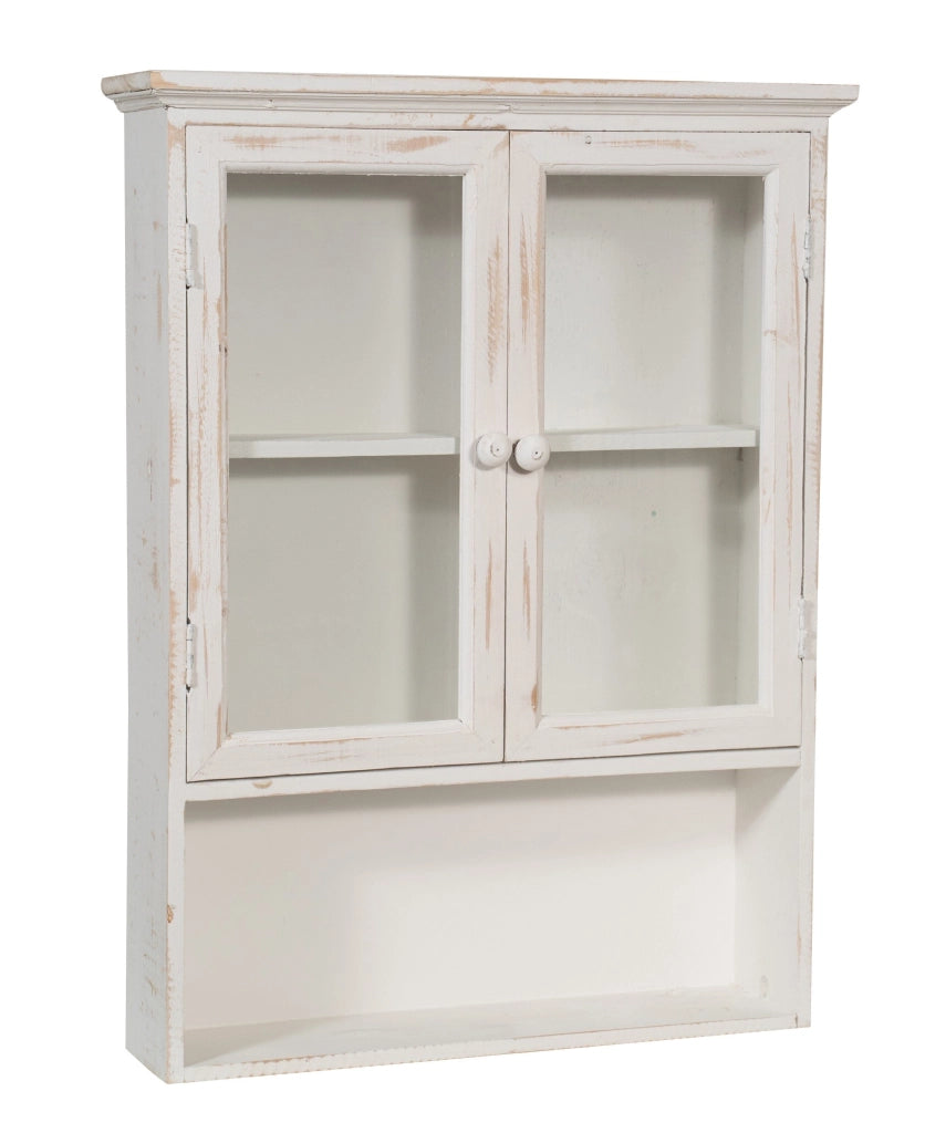 Biscottini VETRINETTA BACHECA IN LEGNO FINITURA BIANCA ANTICATA L48XPR12XH63 CM STILE SHABBY