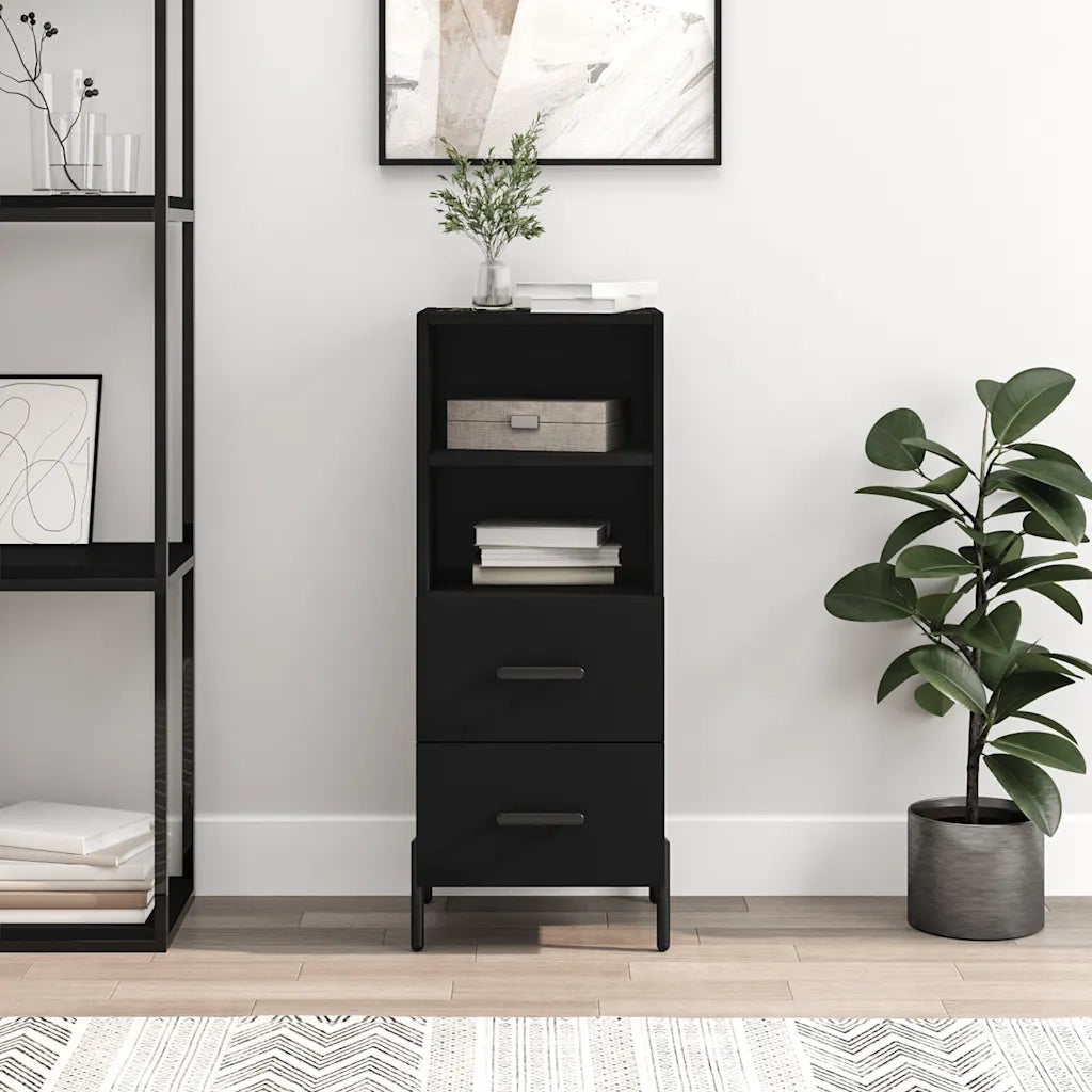 Credenza | Madia | Buffet da pranzo | Armadio da pranzo Nero 34,5x34x90 cm in Legno Multistrato
