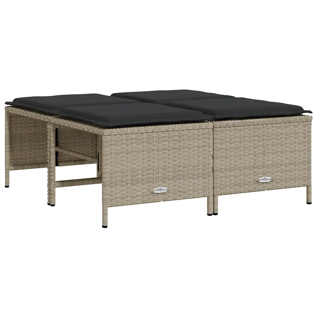 Sgabelli da Giardino con Cuscini 4 pz Grigio Chiaro Polyrattan CFW6144650