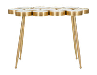 Tavolino Buttle 100x70x55 cm in Ferro e MDF Oro