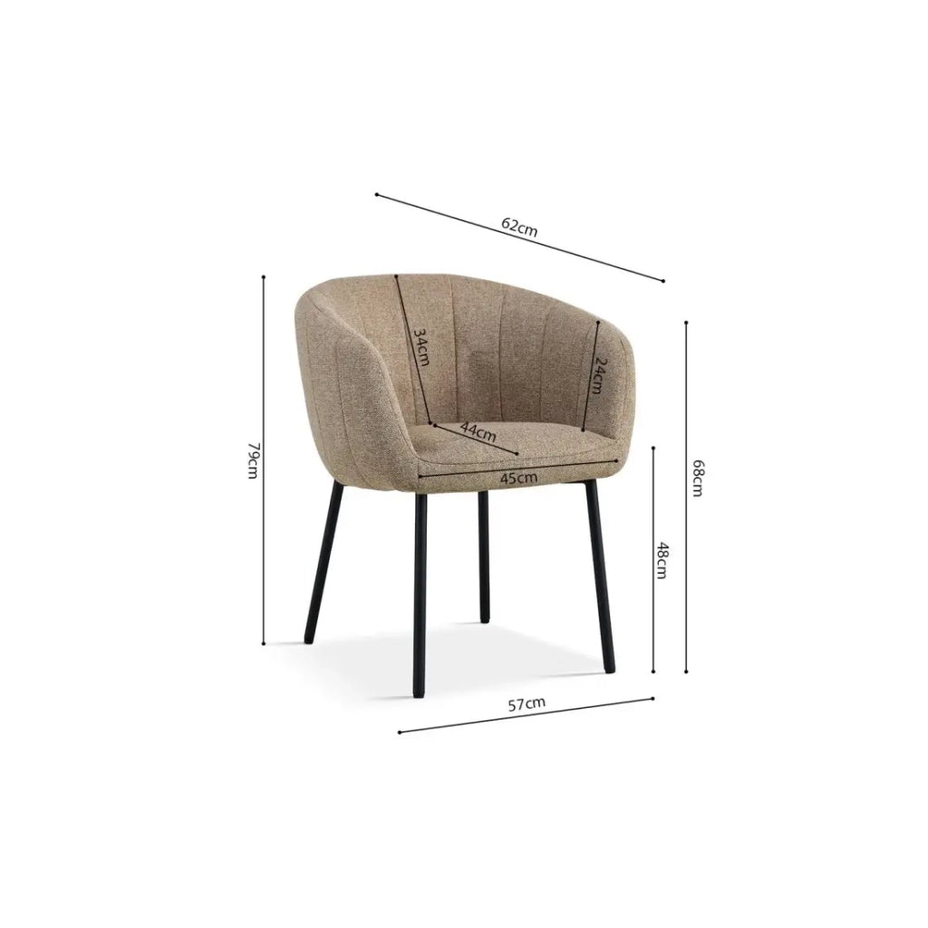 Sedia SEVILLE – Tessuto sabbia – Piedi metallo nero – H79 x L57 x P62 cm