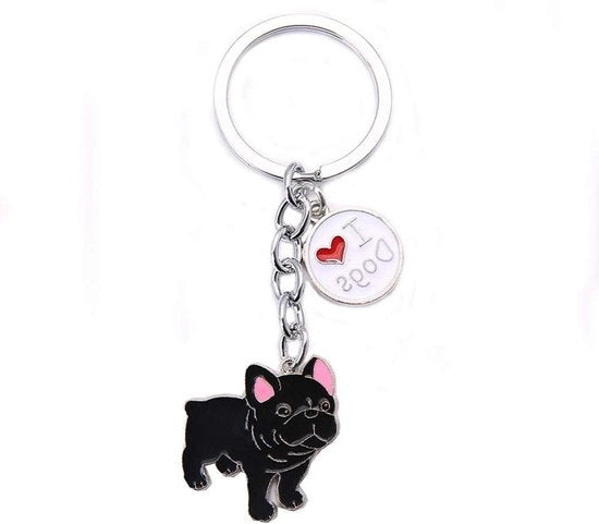 Accessorio per chiavi Bulldog francese in metallo 10cm con clip per portachiavi