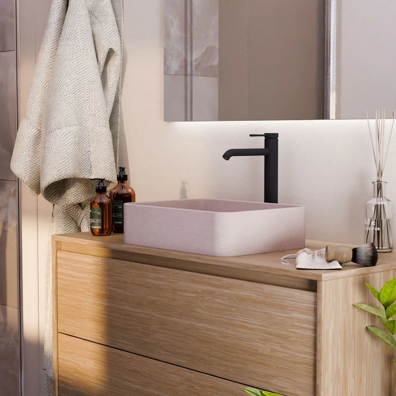 Lavabo da appoggio sabbia rettangolare rosa 406x304x101 mm senza piletta - Sandstone