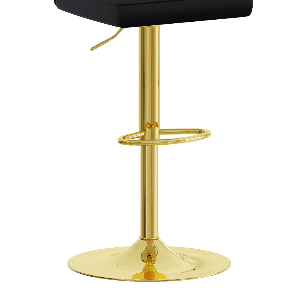 Set 2 sgabelli bar regolabili e girevoli 360° in PU nero e oro HAVRYA