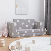 Divano Letto Bambini a 2 Posti-Sofa Letto-Daybed Grigio Chiaro con Stelle Peluche 529787